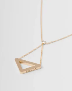 Mujer Prada COLECCIÓN DE JOYERÍA ELEGANTE^Collar Con Colgante Calado Eternal Gold De Oro Amarillo
