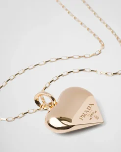 Mujer Prada COLECCIÓN DE JOYERÍA ELEGANTE^Collar Con Colgante Mediano Eternal Gold De Oro Amarillo