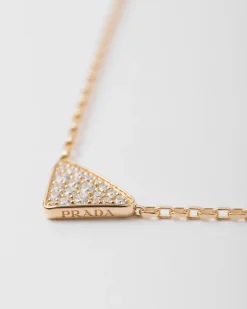 Mujer/Hombre Prada COLECCIÓN DE JOYERÍA ELEGANTE|COLECCIÓN DE JOYERÍA ELEGANTE^Collar Con Microcolgante Triangular Eternal Gold De Oro Amarillo Y Diamantes