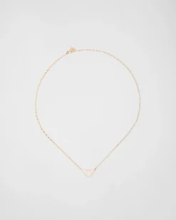Mujer/Hombre Prada COLECCIÓN DE JOYERÍA ELEGANTE|COLECCIÓN DE JOYERÍA ELEGANTE^Collar Con Minicolgante Triangular Eternal Gold De Oro Amarillo Y Diamantes