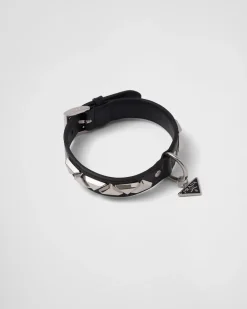 Mujer/Hombre Prada ACCESORIOS PARA MASCOTAS|ACCESORIOS PARA MASCOTAS^Collar Para Mascotas De Piel Con Tachuelas