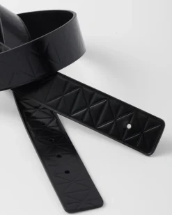Hombre Prada CINTURONES PERSONALIZADOS^Correa De Cinturón De Piel Cepillada