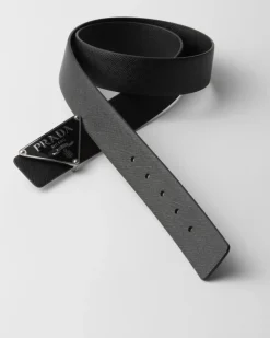 Hombre Prada CINTURONES PERSONALIZADOS^Correa De Cinturón Reversible De Piel Saffiano