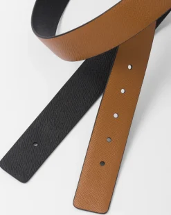 Hombre Prada CINTURONES PERSONALIZADOS^Correa De Cinturón Reversible De Piel Saffiano