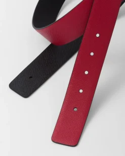 Hombre Prada CINTURONES PERSONALIZADOS^Correa De Cinturón Reversible De Piel Saffiano