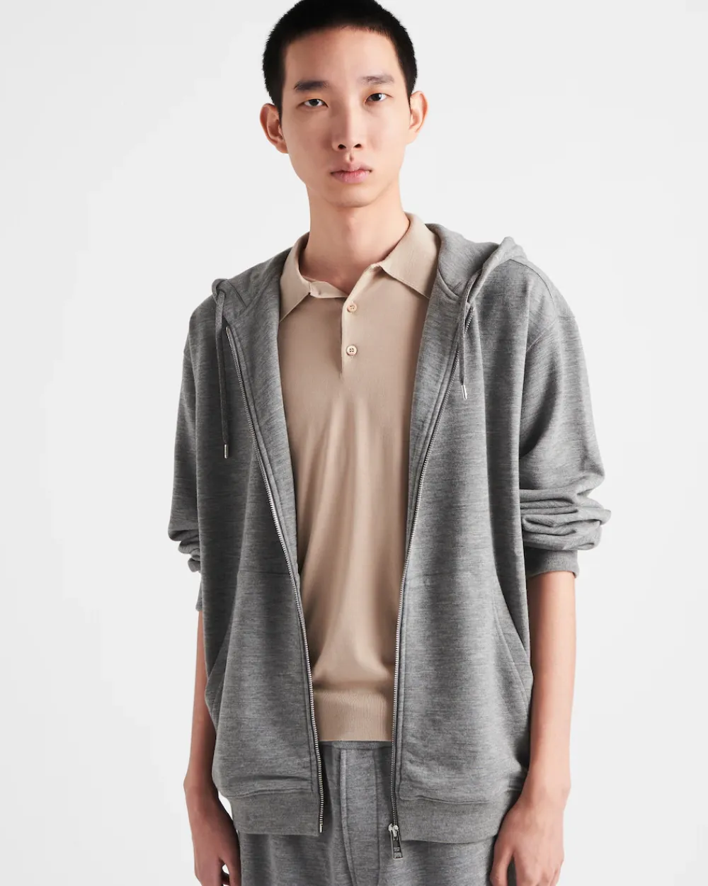 Hombre Prada ROPA DEPORTIVA Y SUDADERAS^Cárdigan En Mezcla De Cachemir Con Capucha