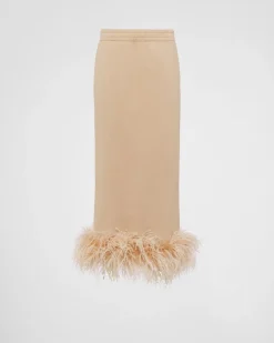 Mujer Prada CAMISETAS Y SUDADERAS|FALDAS^Falda De Felpa De Algodón Con Ribete De Plumas