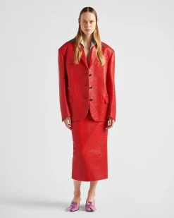 Mujer Prada ROPA DE PIEL^Falda De Napa