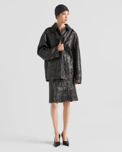Mujer Prada ROPA DE PIEL^Falda De Patchwork De Napa