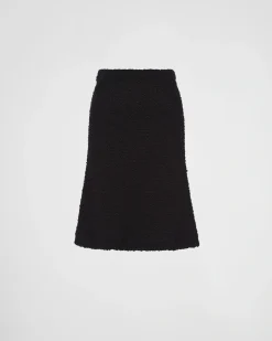 Mujer Prada TEJIDOS DE PUNTO^Falda De Punto Bouclé En Mohair