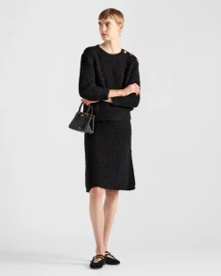 Mujer Prada TEJIDOS DE PUNTO^Falda De Punto Bouclé En Mohair