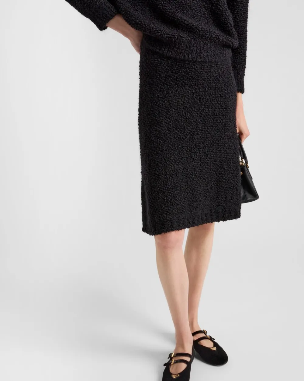 Mujer Prada TEJIDOS DE PUNTO^Falda De Punto Bouclé En Mohair