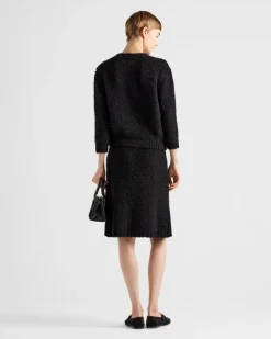 Mujer Prada TEJIDOS DE PUNTO^Falda De Punto Bouclé En Mohair