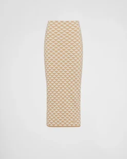 Mujer Prada FALDAS^Falda De Punto Jacquard De Algodón