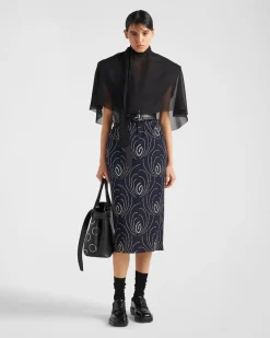 Mujer Prada FALDAS^Falda De Sablé Con Estampado