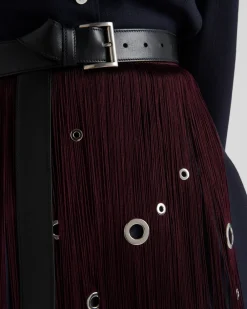 Mujer Prada FALDAS^Falda Midi Con Flecos Y Adorno De Arandelas