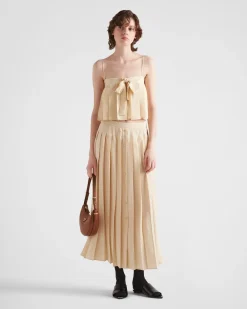 Mujer Prada FALDAS^Falda Midi De Crepé De China Y Jacquard
