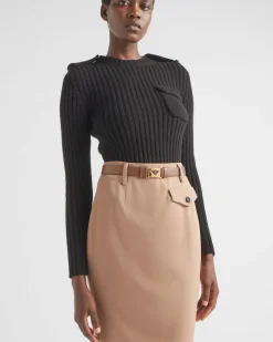 Mujer Prada FALDAS^Falda Midi De Gabardina
