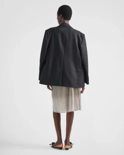 Mujer Prada FALDAS^Falda Midi De Malla Bordada Con Pedrería