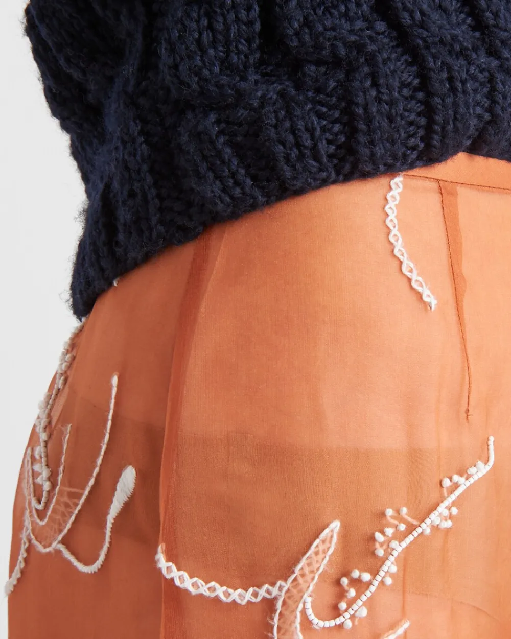 Mujer Prada FALDAS^Falda Midi De Organza Bordada