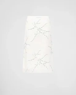 Mujer Prada FALDAS^Falda Midi De Organza Bordada