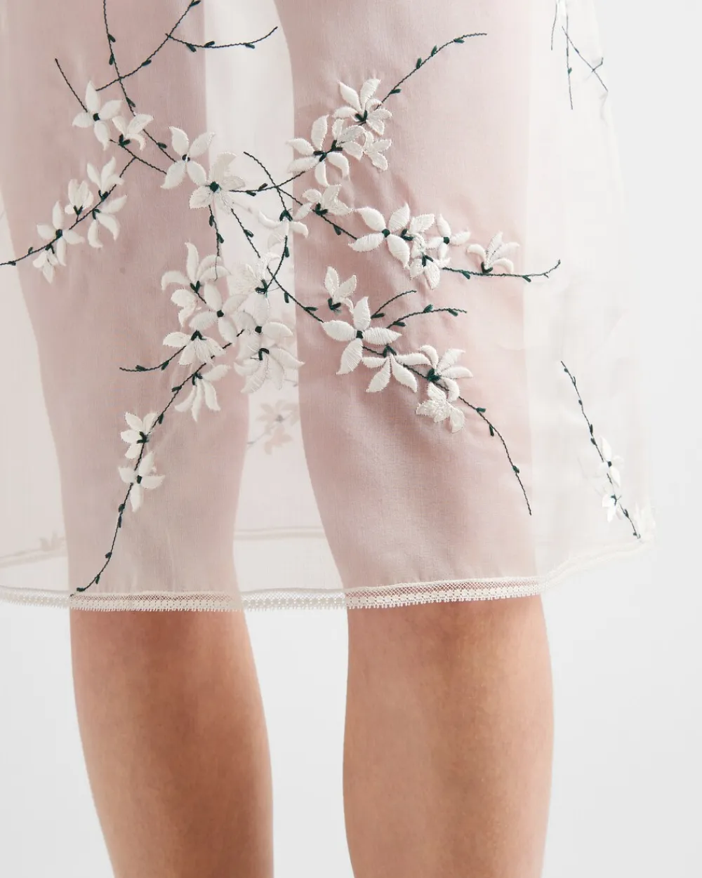 Mujer Prada FALDAS^Falda Midi De Organza Bordada