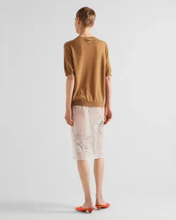 Mujer Prada FALDAS^Falda Midi De Organza Bordada