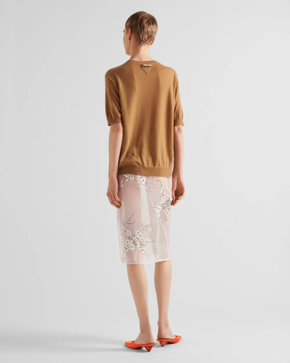 Mujer Prada FALDAS^Falda Midi De Organza Bordada