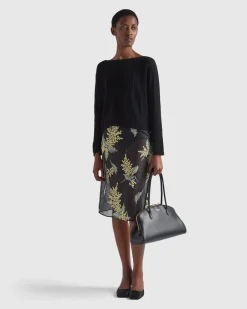 Mujer Prada FALDAS^Falda Midi De Organza Bordada
