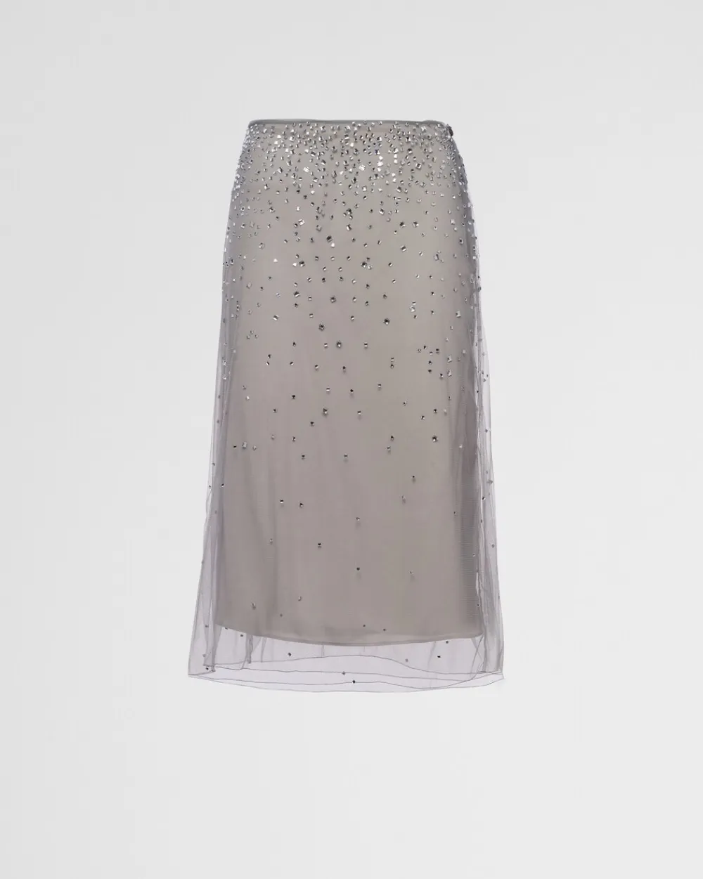 Mujer Prada FALDAS^Falda Midi De Tul Con Tachuelas De Cristal