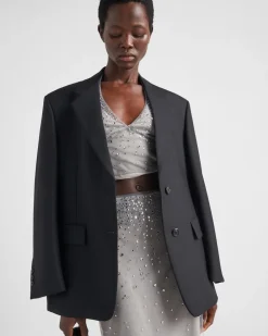 Mujer Prada FALDAS^Falda Midi De Tul Con Tachuelas De Cristal