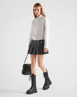 Mujer Prada ROPA DE PIEL^Falda Plisada De Piel