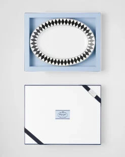 Prada BANDEJAS Y ACCESORIOS DE MESA^Fuente Mediana De Porcelana - Checkerboard