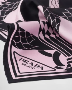 Mujer Prada BUFANDAS Y PAÑUELOS^Fular De Sarga De Seda Estampada