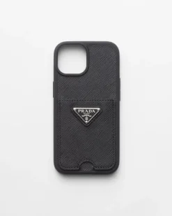 Mujer Prada ACCESORIOS TECNOLÓGICOS Y LLAVEROS^Funda De Piel Saffiano Para Iphone&nbsp;15
