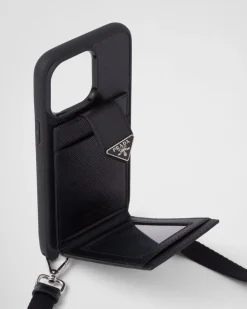 Hombre Prada ACCESORIOS TECNOLÓGICOS Y LLAVEROS^Funda De Piel Saffiano Para Iphone&nbsp;14 Pro Max