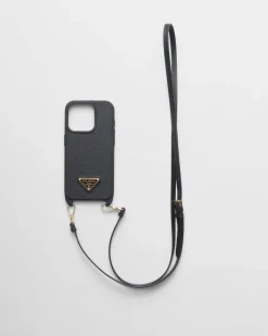 Mujer Prada ACCESORIOS TECNOLÓGICOS Y LLAVEROS^Funda Para Iphone&nbsp;15&nbsp;Pro&nbsp;De Piel Saffiano
