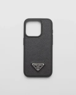 Hombre Prada ACCESORIOS TECNOLÓGICOS Y LLAVEROS^Funda Para Iphone&nbsp;15&nbsp;Pro&nbsp;De Piel Saffiano