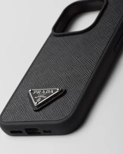 Hombre Prada ACCESORIOS TECNOLÓGICOS Y LLAVEROS^Funda Para Iphone&nbsp;15&nbsp;Pro&nbsp;De Piel Saffiano