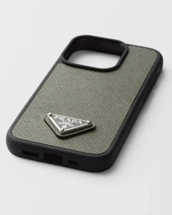 Hombre Prada ACCESORIOS TECNOLÓGICOS Y LLAVEROS^Funda Para Iphone&nbsp;15&nbsp;Pro&nbsp;De Piel Saffiano