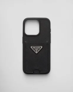 Mujer Prada ACCESORIOS TECNOLÓGICOS Y LLAVEROS^Funda Para Iphone 15 Pro De Piel Saffiano