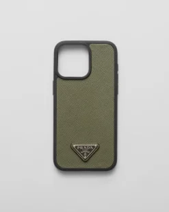 Hombre Prada ACCESORIOS TECNOLÓGICOS Y LLAVEROS^Funda Para Iphone&nbsp;15&nbsp;Pro&nbsp;Max De Piel Saffiano