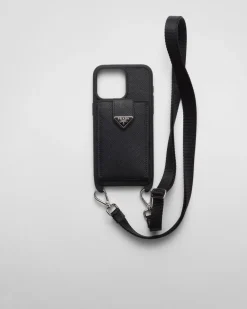 Hombre Prada ACCESORIOS TECNOLÓGICOS Y LLAVEROS^Funda Para Iphone&nbsp;15&nbsp;Pro&nbsp;Max De Piel Saffiano