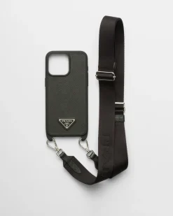 Mujer Prada ACCESORIOS TECNOLÓGICOS Y LLAVEROS^Funda Para Iphone 15 Pro Max De Piel Saffiano