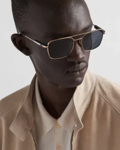 Hombre Prada GAFAS DE SOL^Gafas De Sol Con Una Icónica Placa De Metal