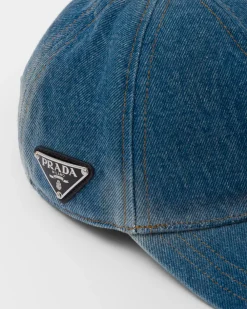 Mujer Prada SOMBREROS Y GUANTES^Gorra De Béisbol En Tejido Vaquero