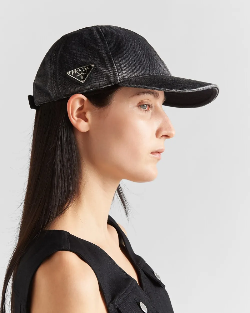 Mujer Prada SOMBREROS Y GUANTES^Gorra De Béisbol En Tejido Vaquero