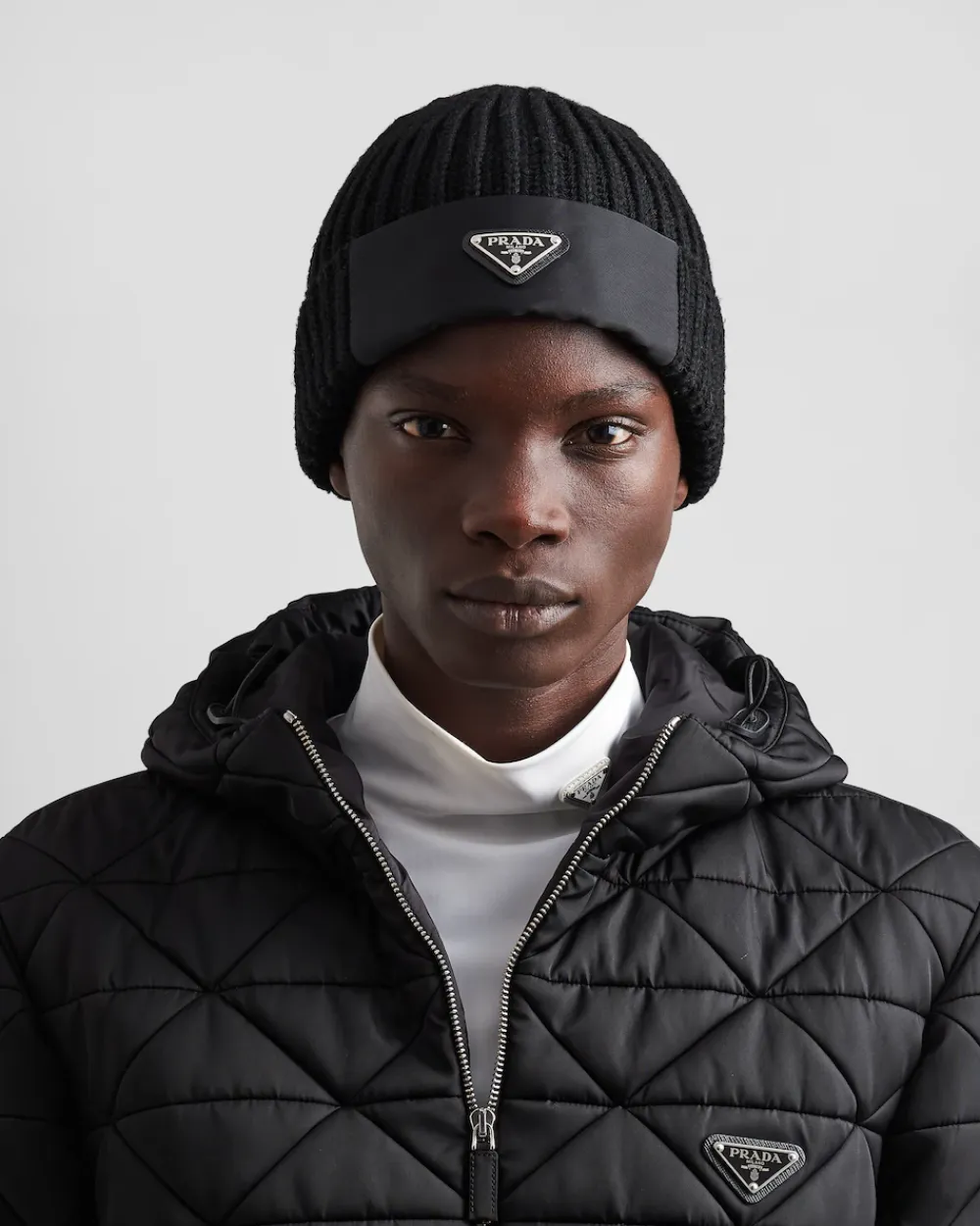 Hombre Prada SOMBREROS Y GUANTES^Gorro De Gabardina De Re-nylon Y Lana