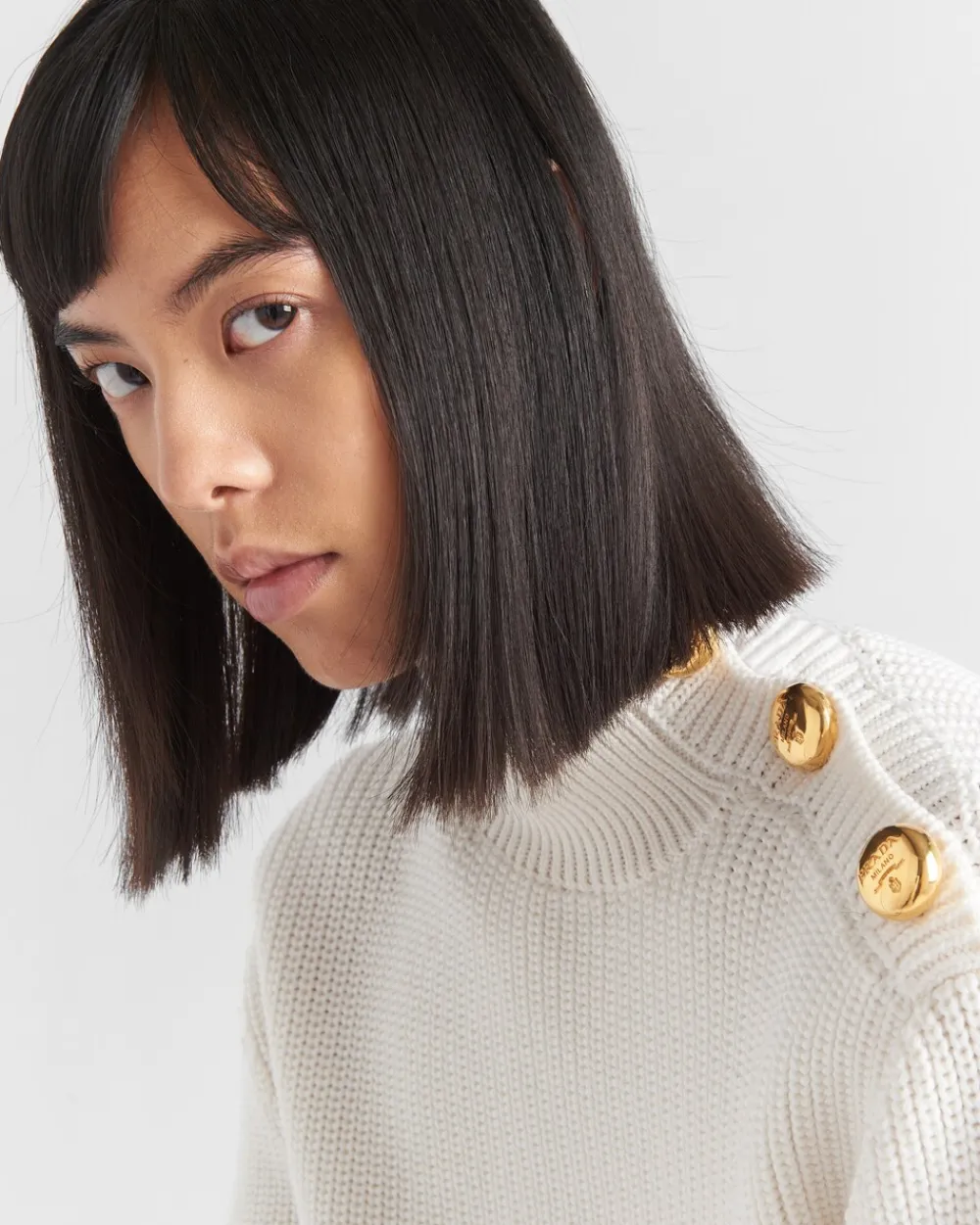 Mujer Prada TEJIDOS DE PUNTO^Jersey Con Cuello Alto De Lana