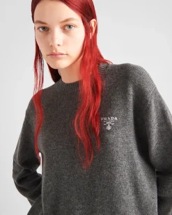 Mujer Prada TEJIDOS DE PUNTO^Jersey Con Cuello Redondo De Cachemir